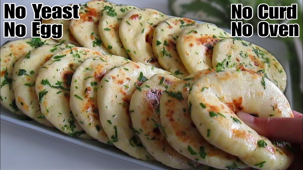 15 minutes butter naan without yeast,curd,egg,oven butter naan