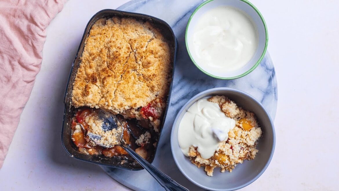 Air fryer Plum And Apple Crumble Recipe | Good Housekeeping UK