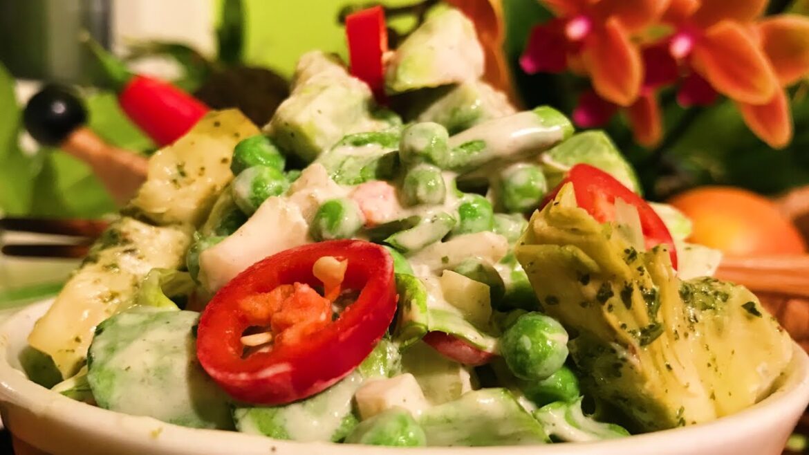 Artichoke Avocado Pea Endive Salad with Garlic Cashew Dressing ~ Take 3 Artichoke Avocado Pea Endive Salad with Garlic Cashew Dressing ~ Take 3