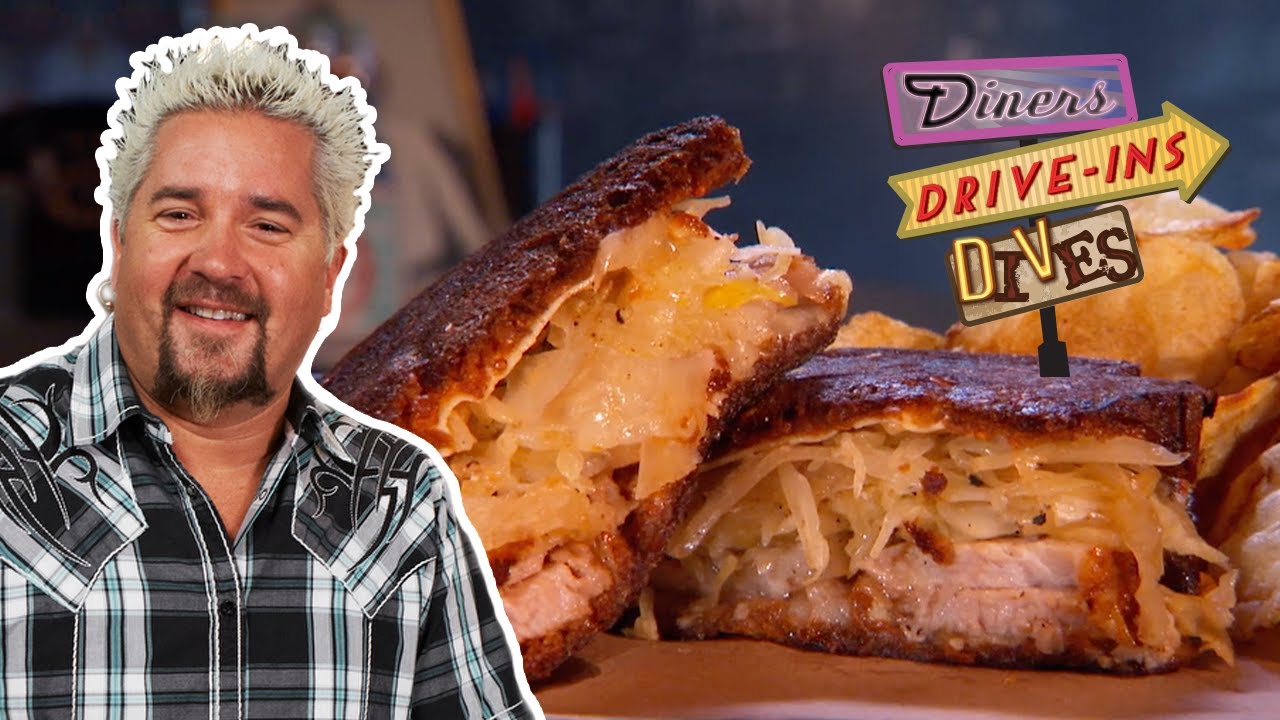 Guy Fieri Eats a Pork Belly Reuben Diners, Driveins and Dives with