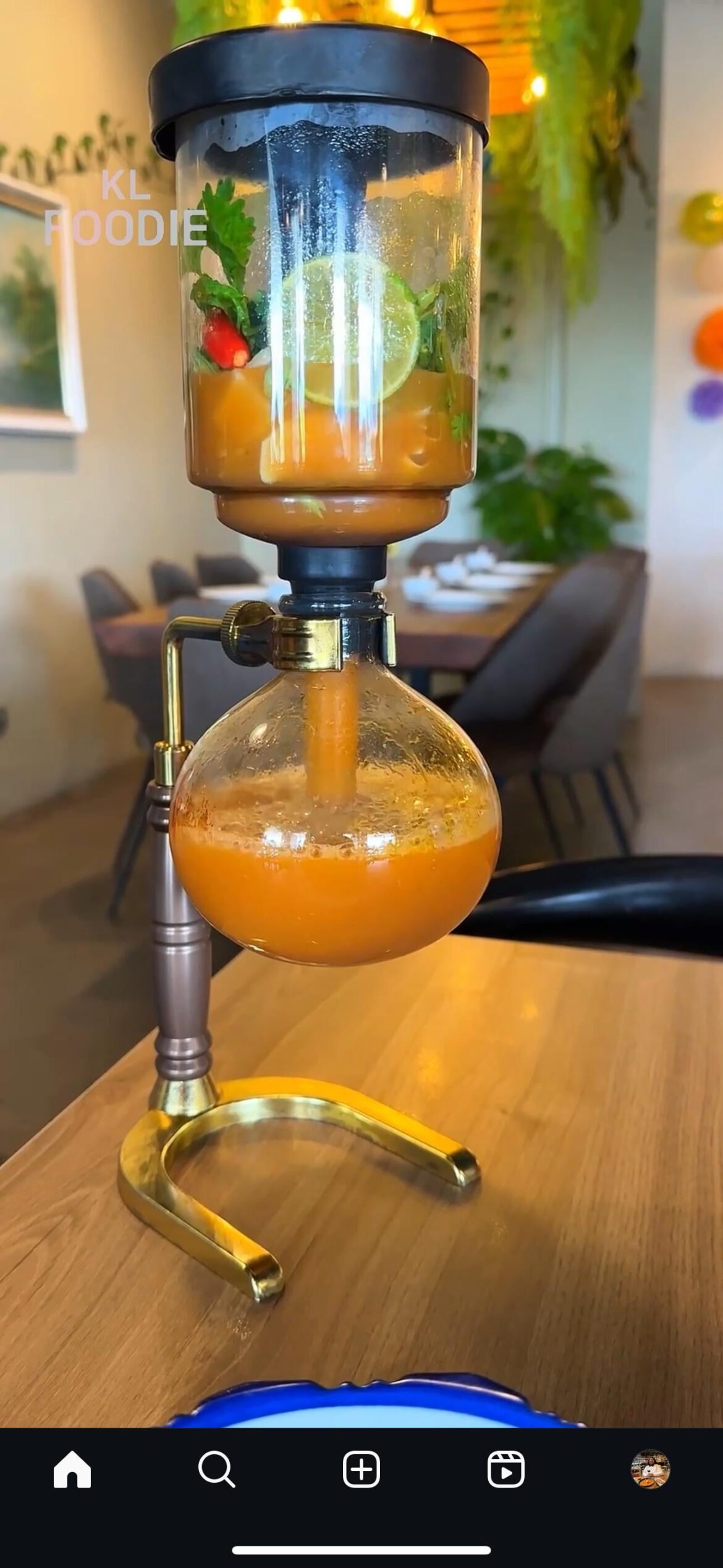 Tom yum soup in a siphon