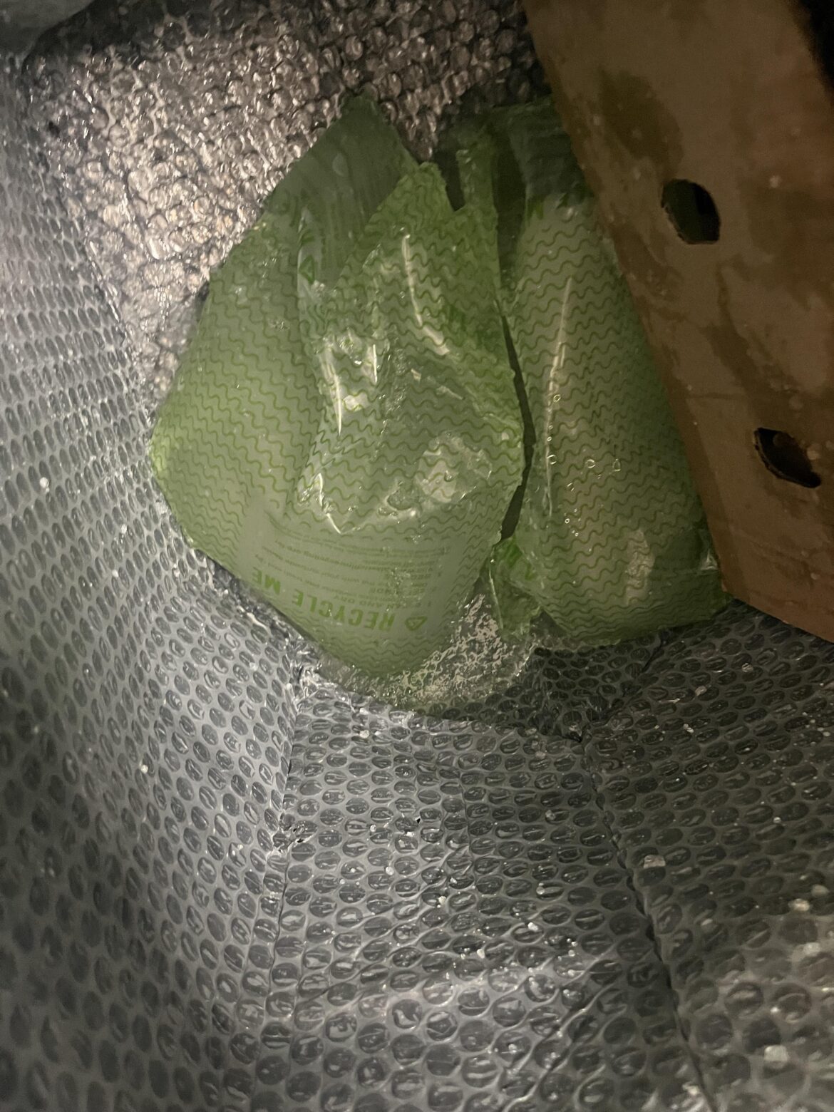 Gel Bag exploded. Got box for free though. Still kinda icky. Every paper bag ripped open.