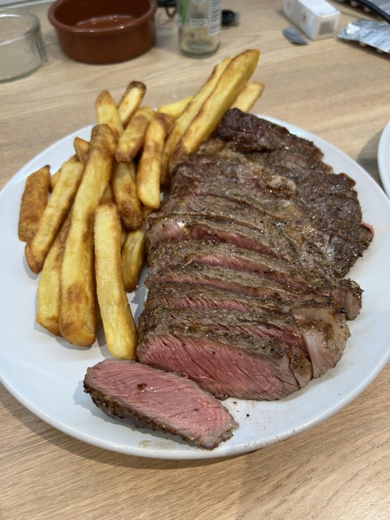Doesn’t get much better than steak and chips with a homemade pepper sauce