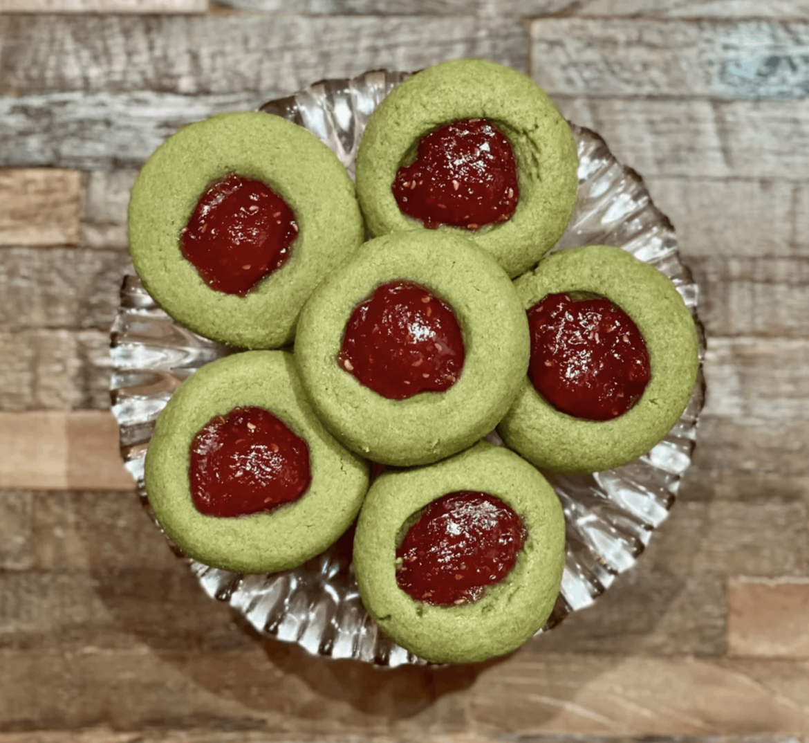Matcha Raspberry Jam Thumbprint Cookies (Recipe)