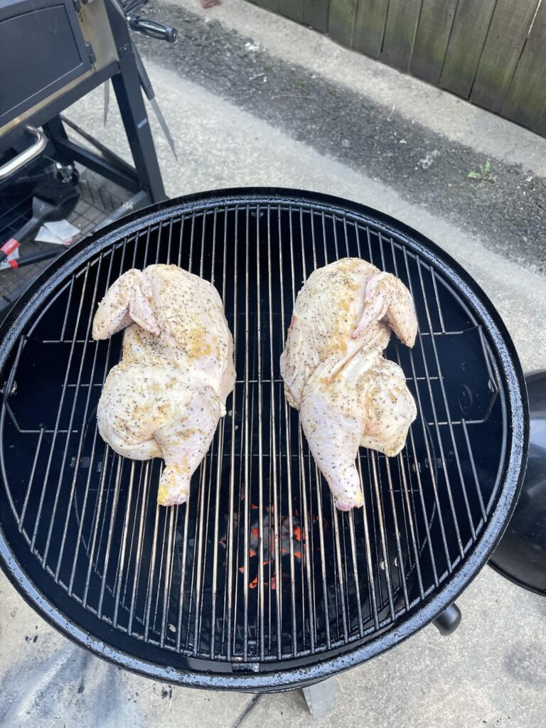 Direct heat whole chicken