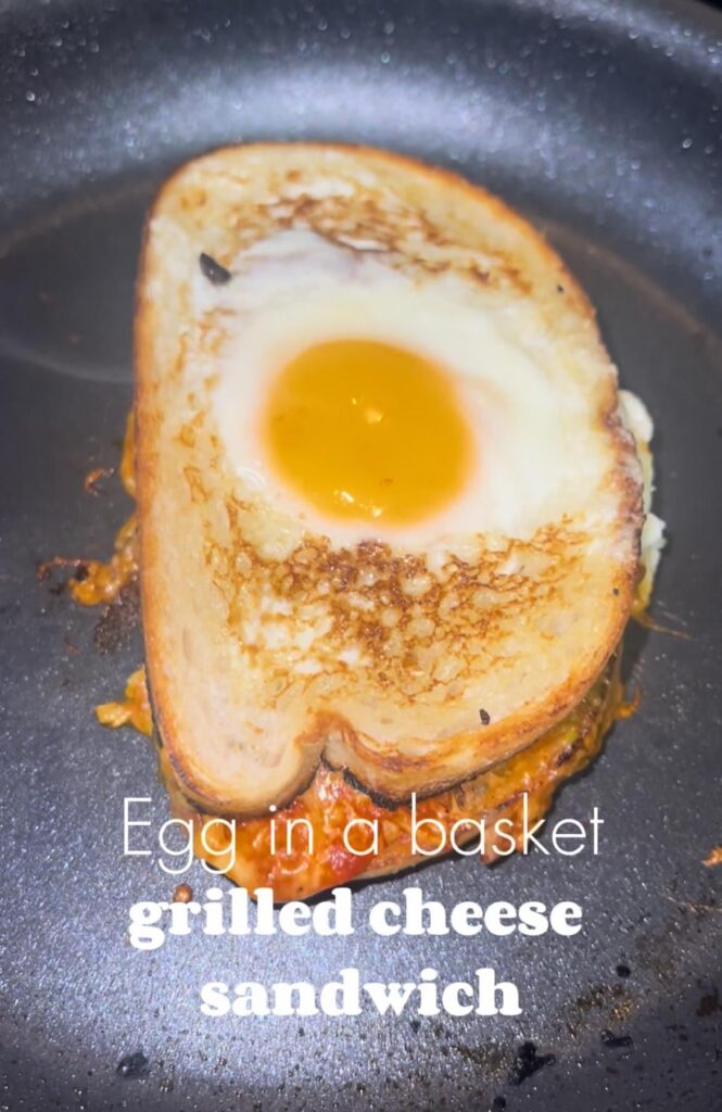 Egg in a basket grilled cheese sandwich