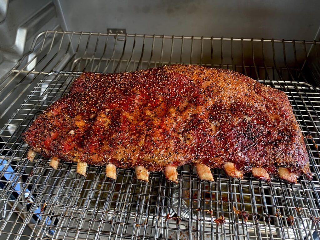 First smoke on the Grilla Mammoth. Pork spare ribs.