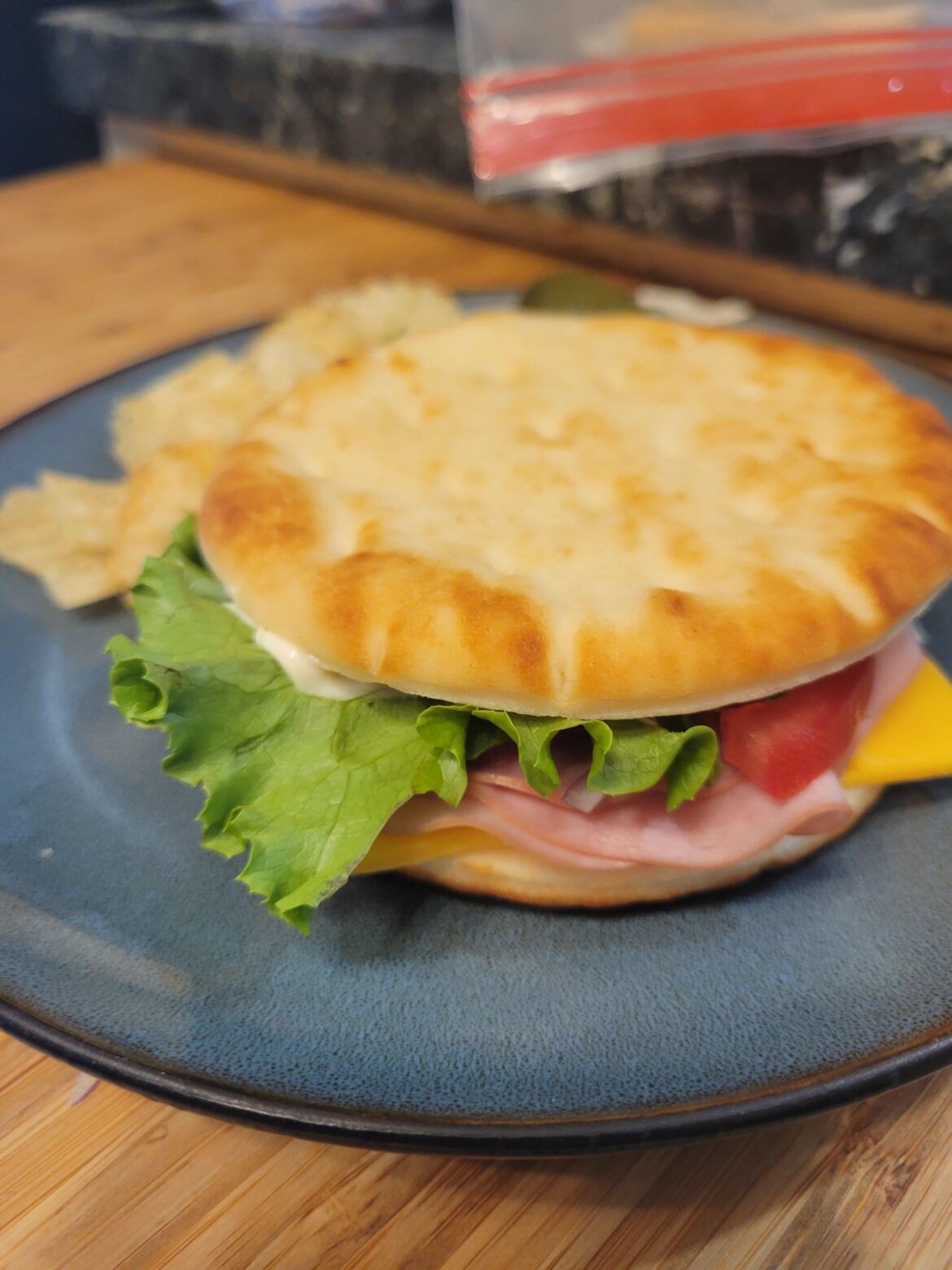 Plain ol ham n cheese on flatbread