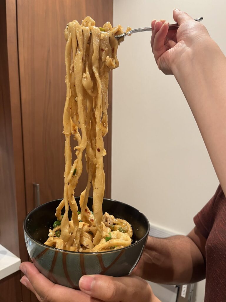Soy-cumin hand-pulled noodles 9/10