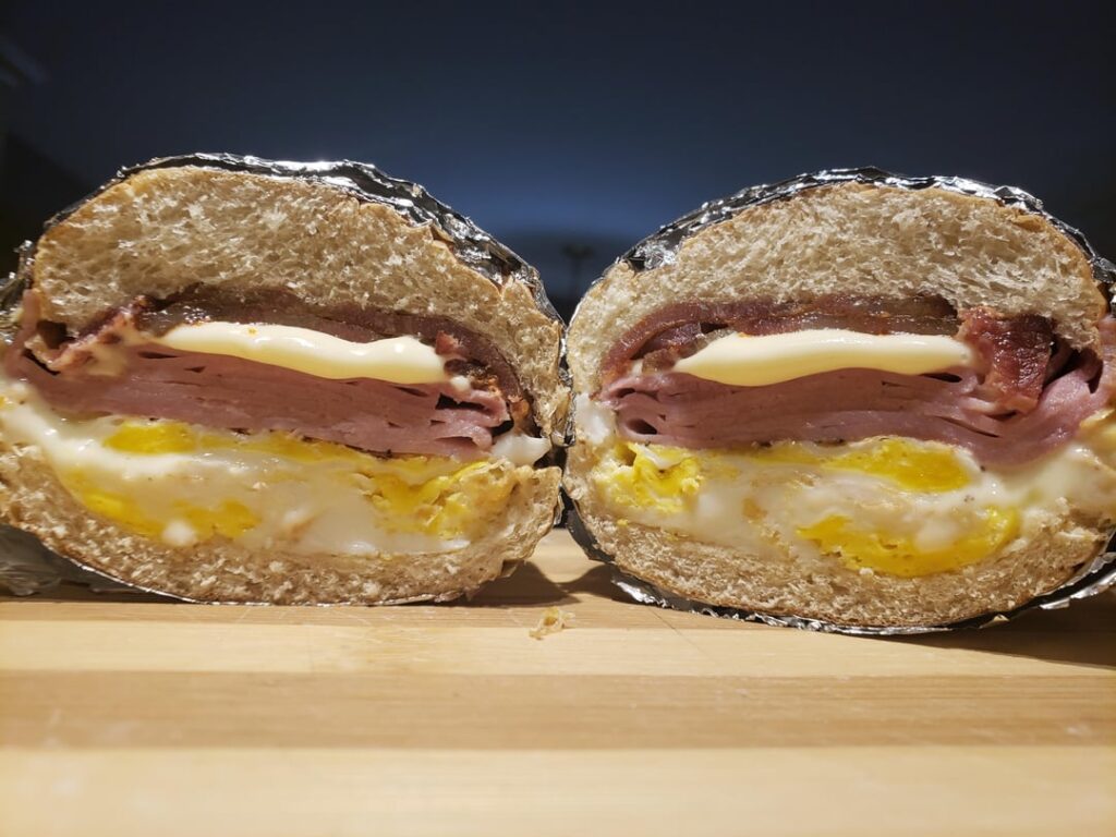 Ham + bacon egg & cheese