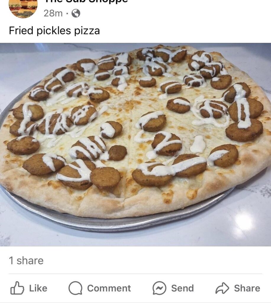 Fried pickle pizza
