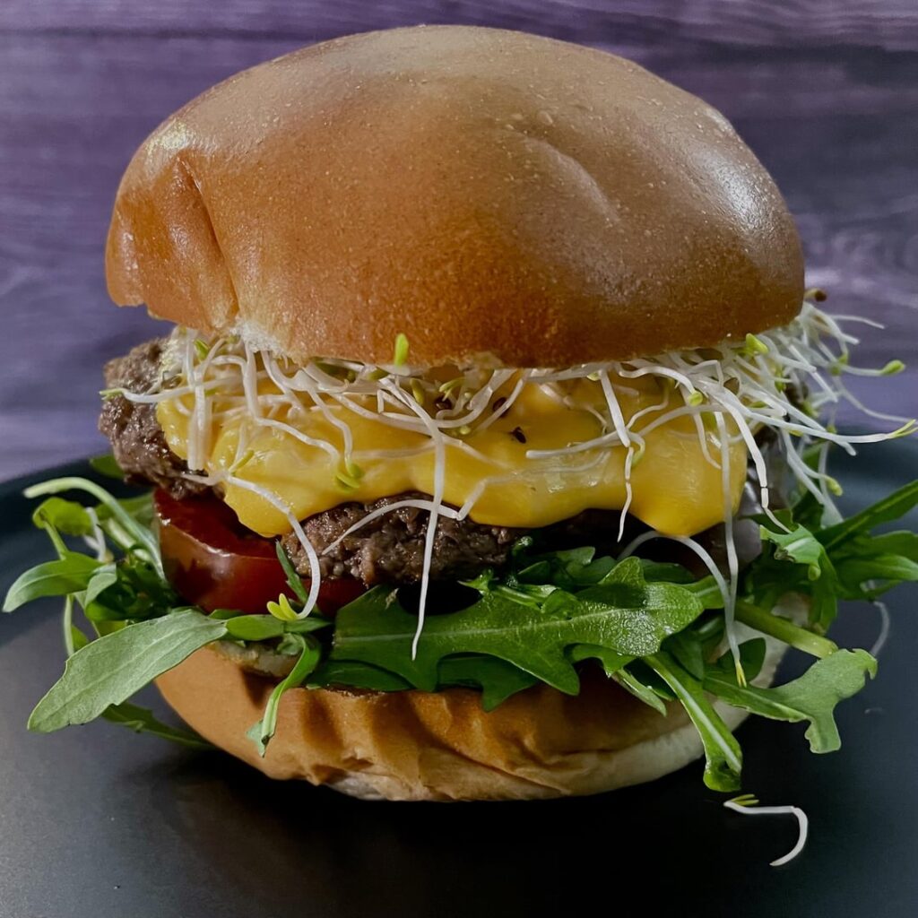 Burger. With healthy toppings