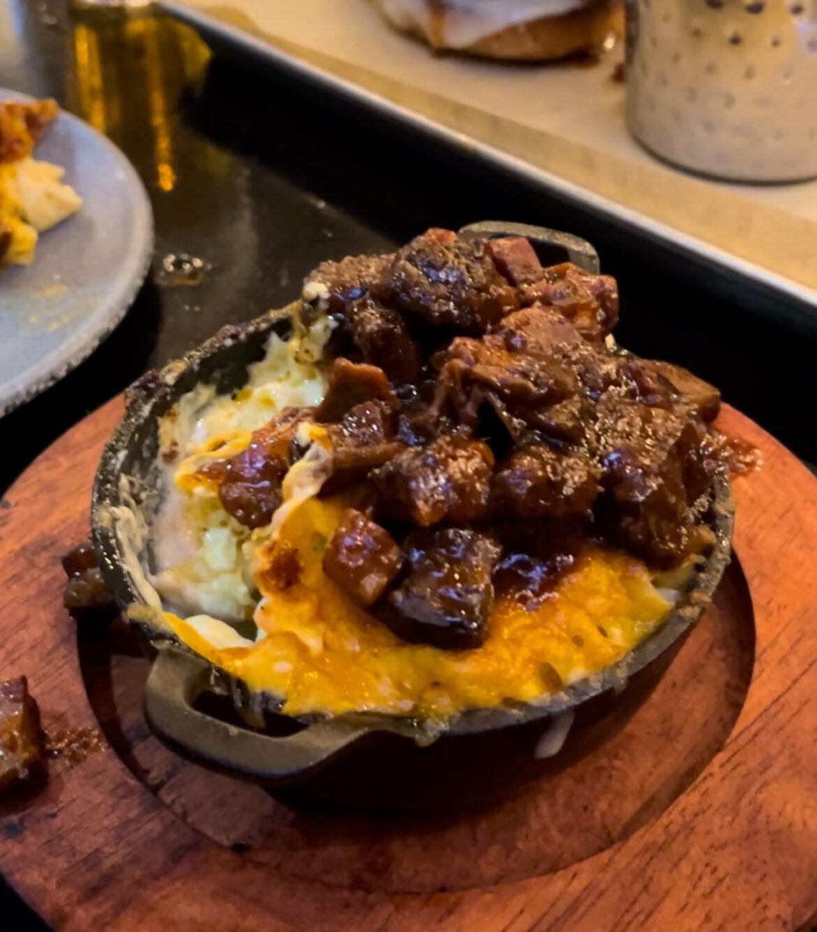 The crazy good burnt ends mac and cheese at Frontier minus two bites because it smelled so good