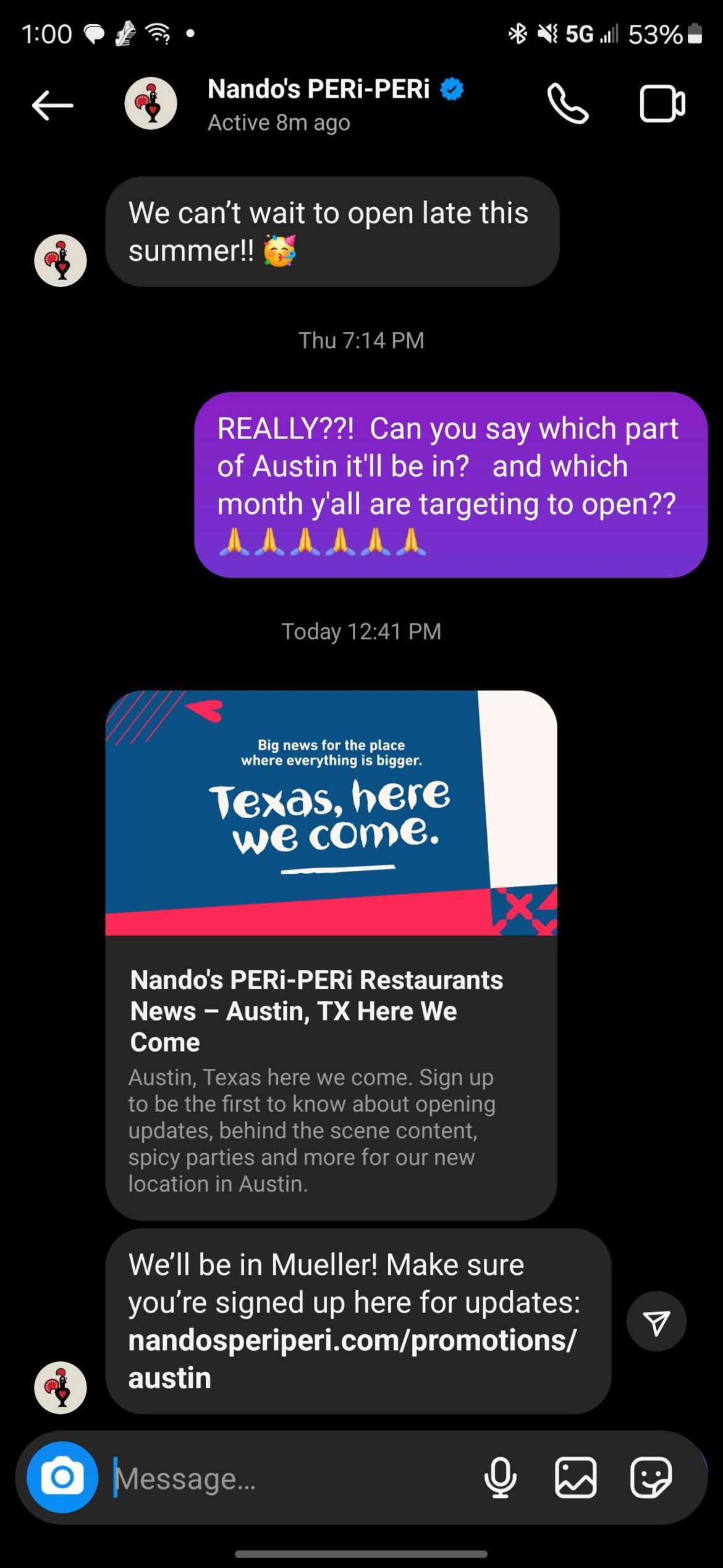 Just got confirmation: Nando's - Mueller this Summer  🤩