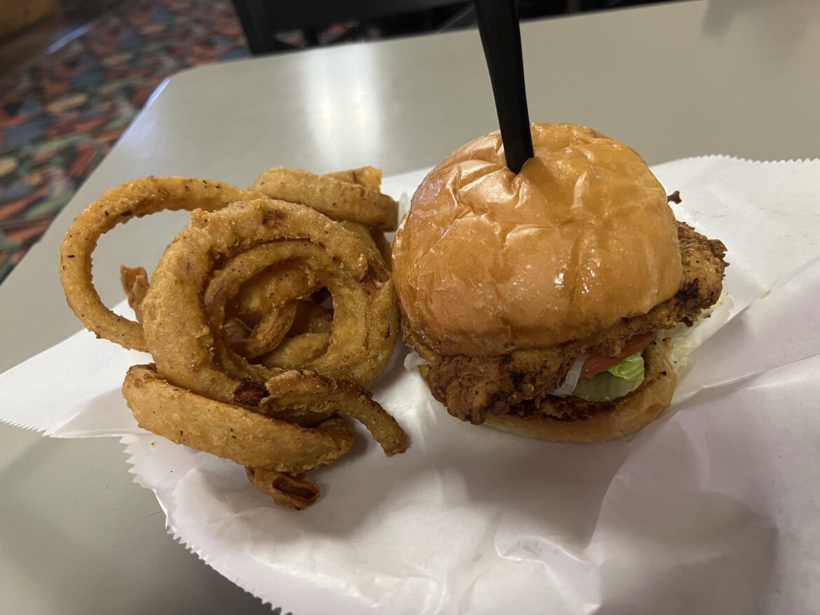 Trying the chicken sandwich at Lebowski’s Grill