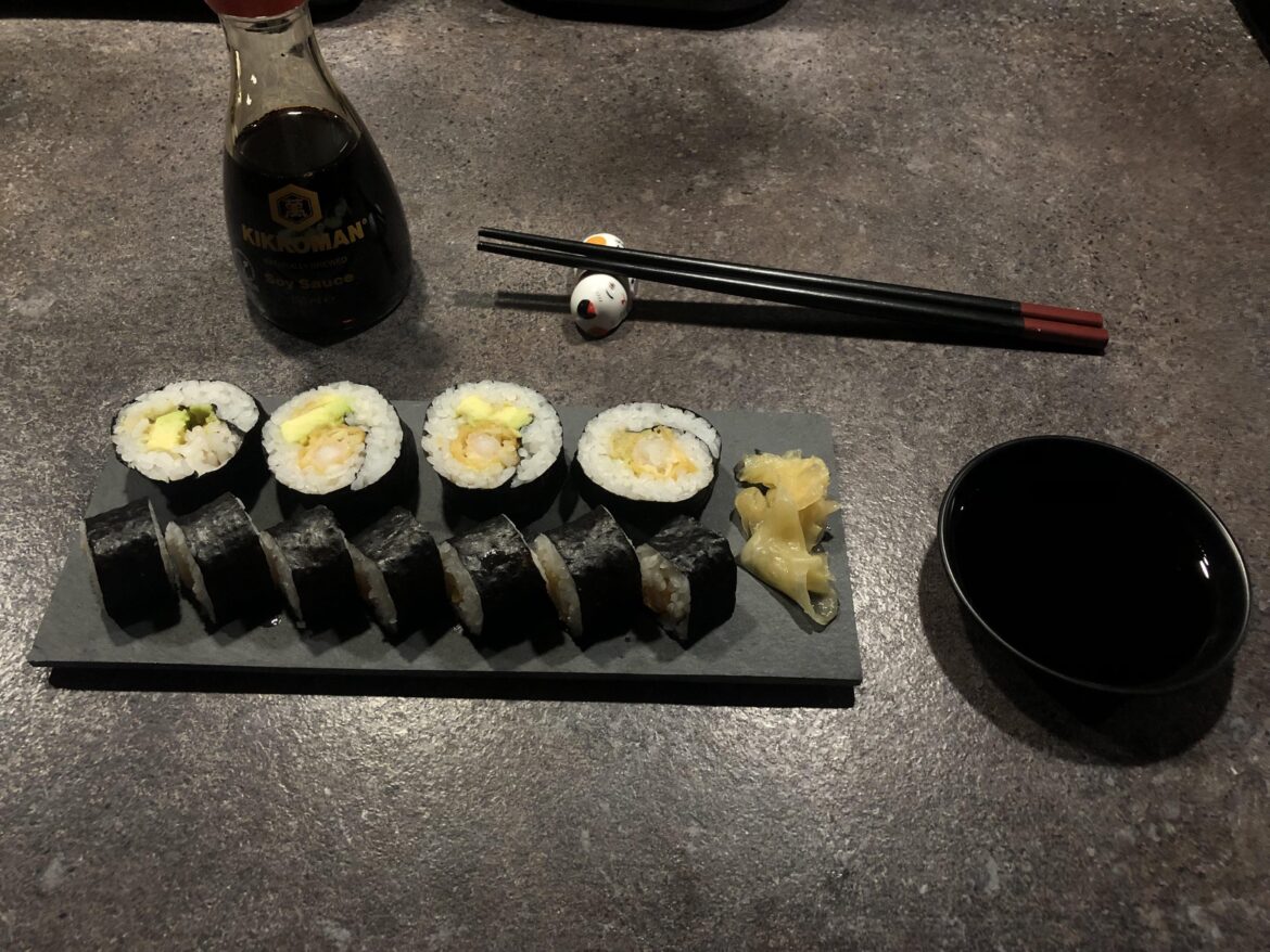 Most recent attempt at tempura prawn sushi