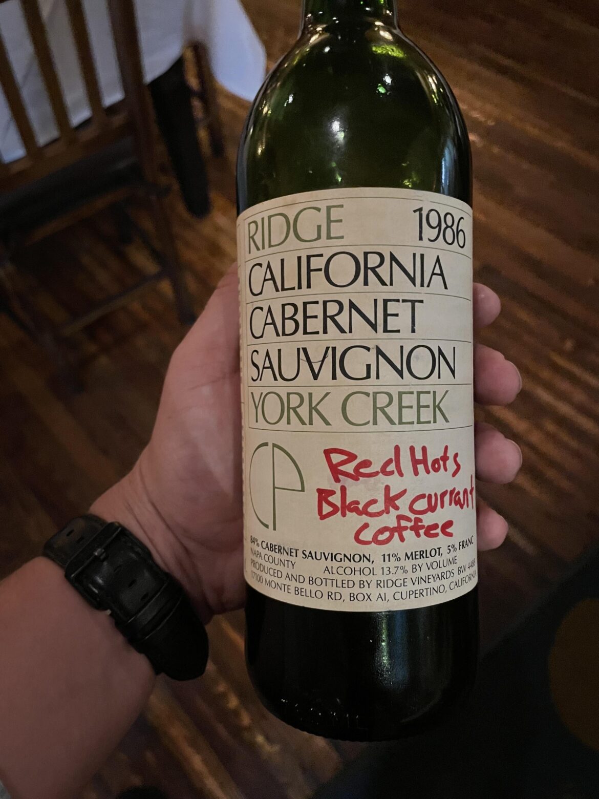 1986 Ridge Cabernet York Creek