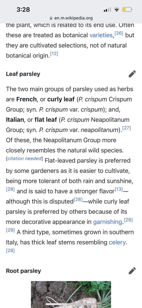 Let’s talk parsley…