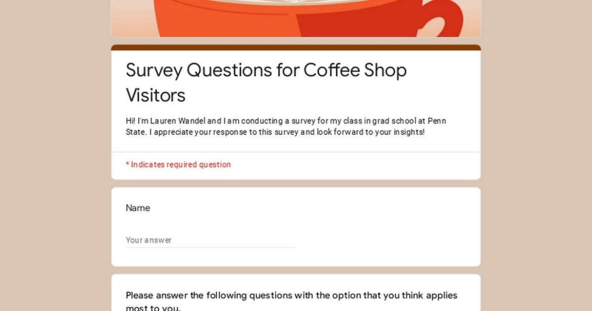 Coffee Shop Questionaire!