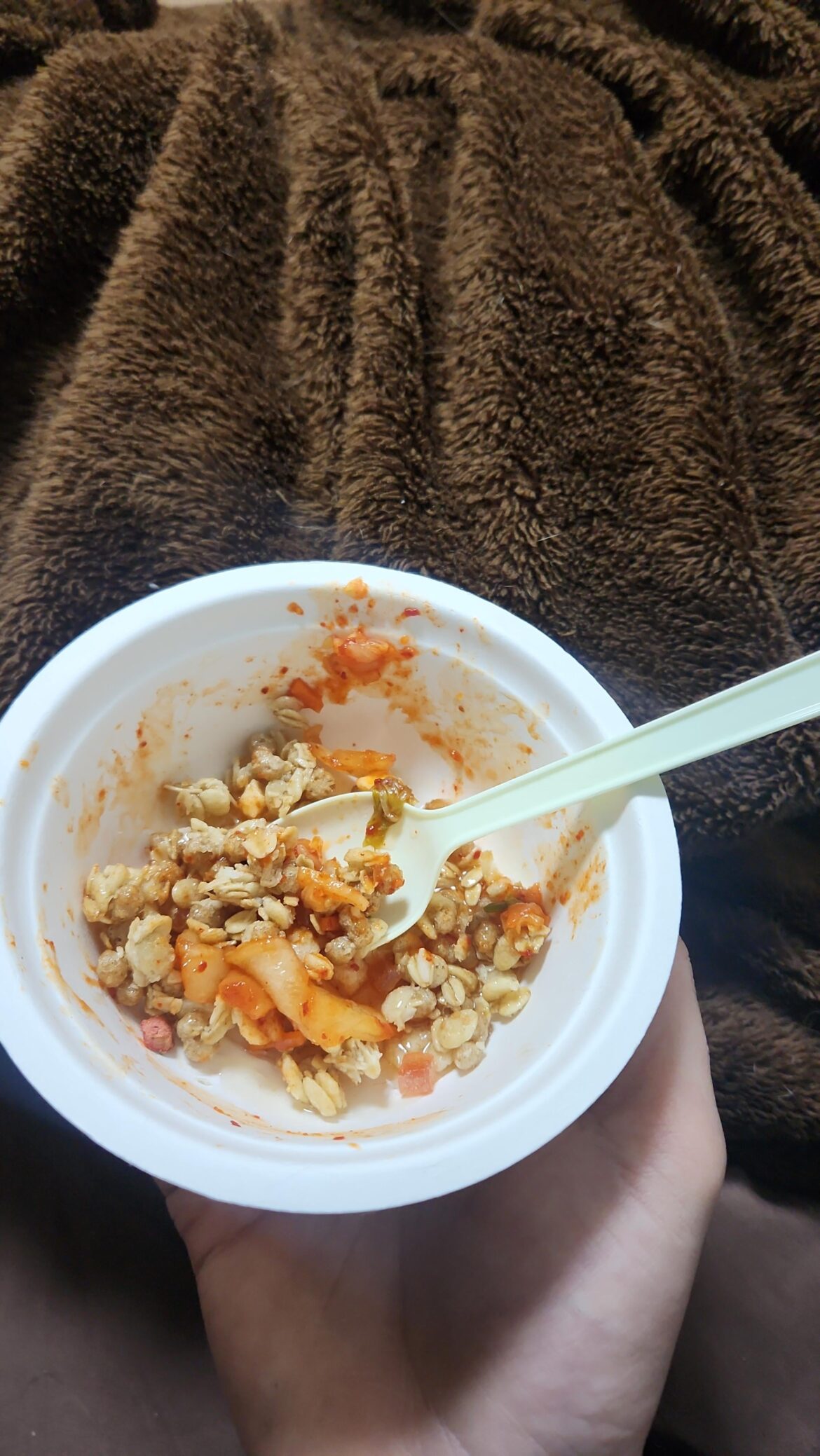 Granola kimchi and honey
