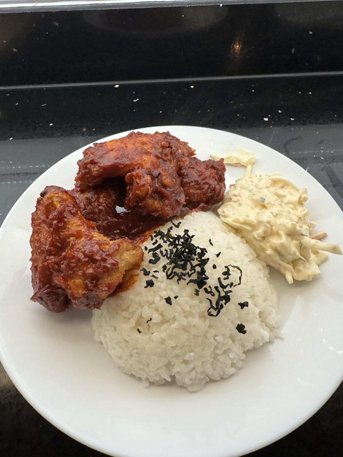 Korean Fried Chicken with rice