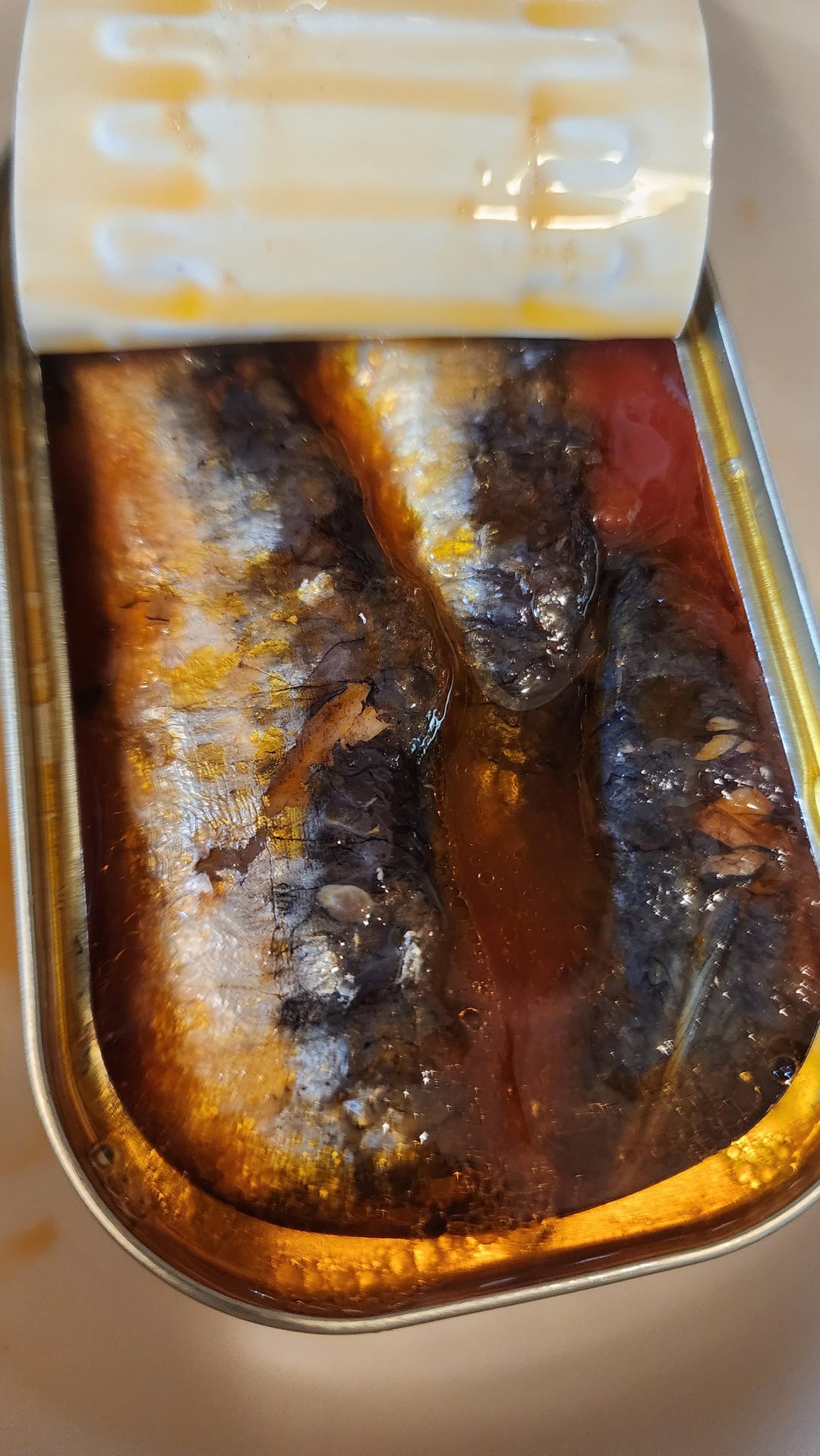 Nuri Sardines in spiced tomato sauce on homemade baguette Dining and