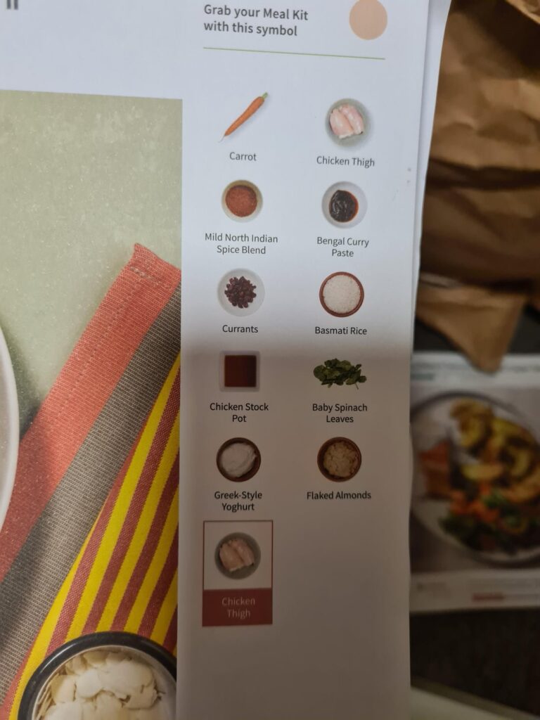 HelloFresh cutting out ingredients of the Biryani
