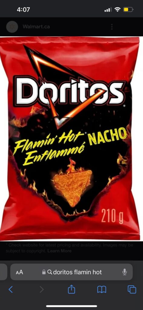 Flaming hot Doritos