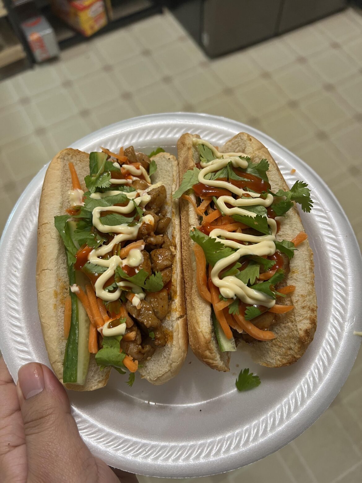 Grilled Chicken Thigh Banh mi in Hotdog Buns