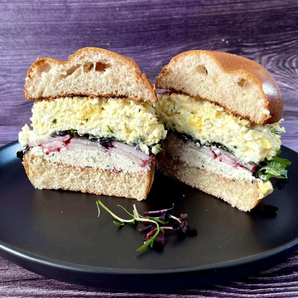 Egg salad sandwich. Messy but good 😊