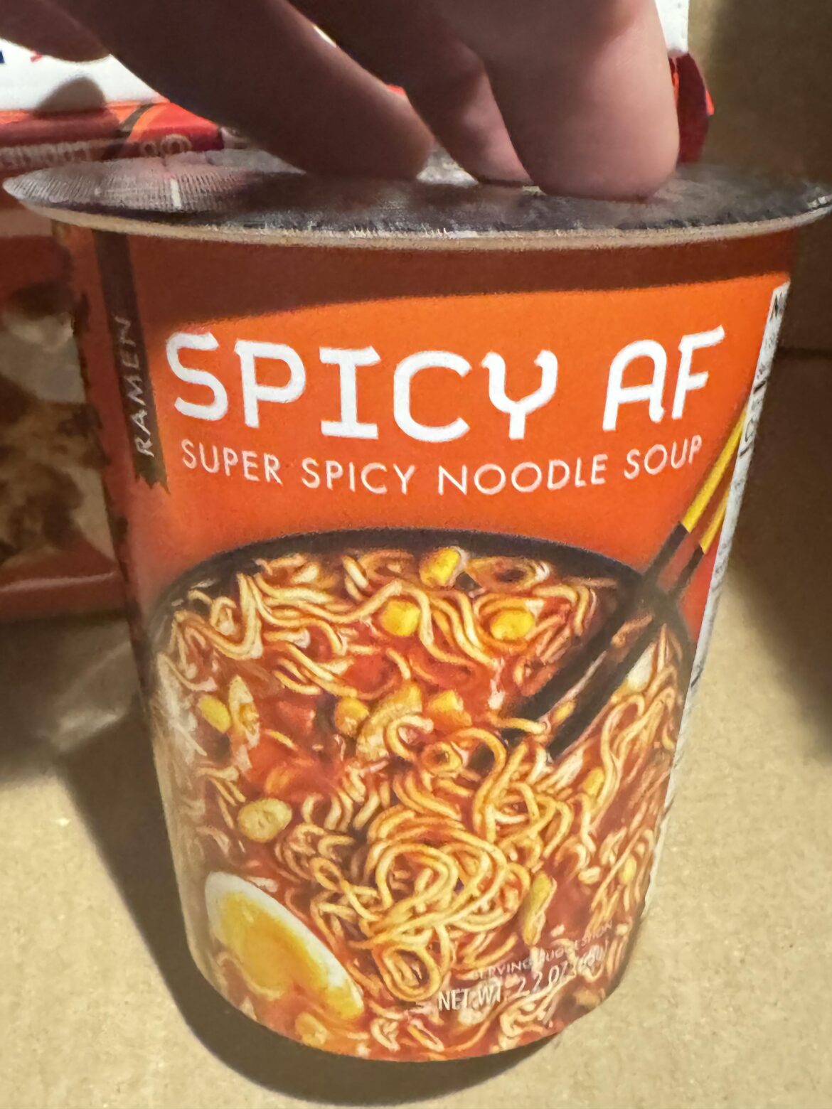 Spicy “AF” Snapdragon ramen was hotter than expected, but still mild enough to enjoy.
