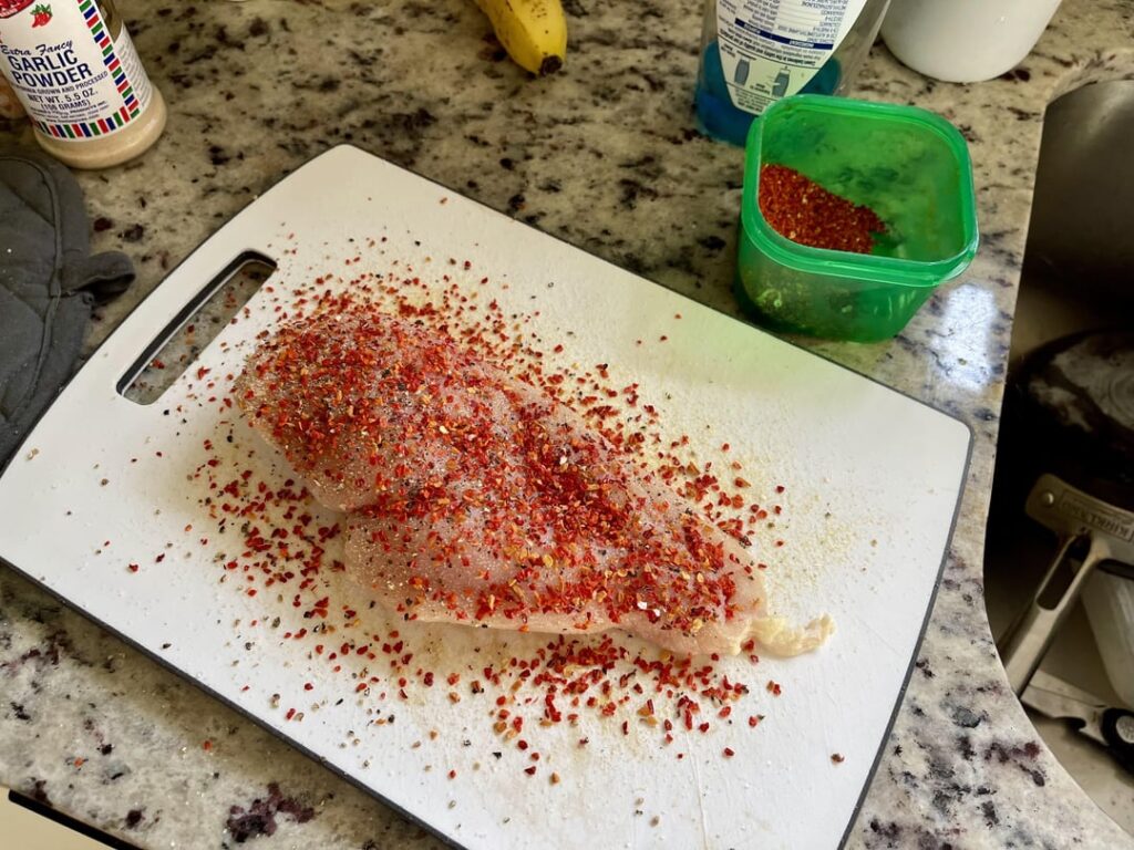 Homemade habanero death dust on chicken!