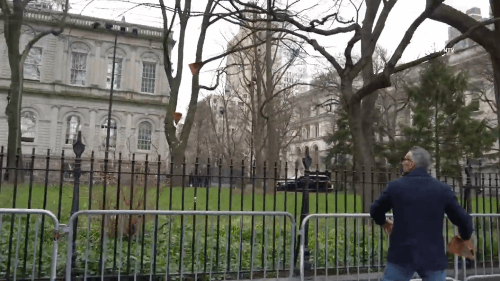 Man get arrested after throwing pizza's at the NYC City lawn