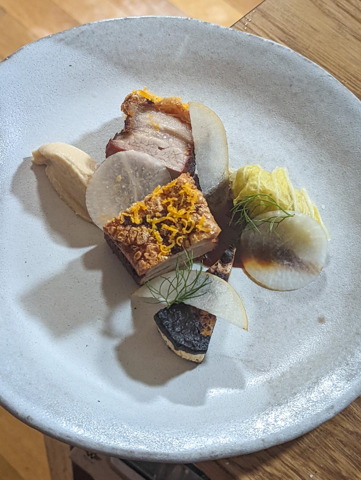 Pork with radish and white kimchi