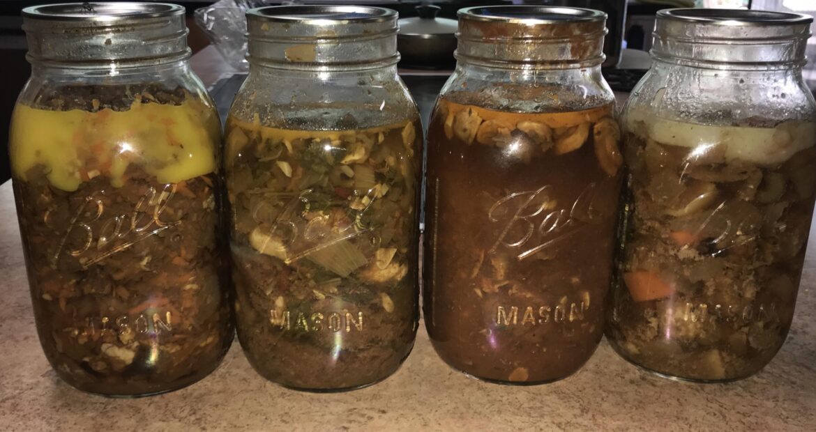 Healthy canning recipes. I tried out the healthy canning recipes. Here is how they turned out. From left to right: Beef in wine sauce, chipotle beef for tacos, beef stroganoff, pot roast. What do you think?