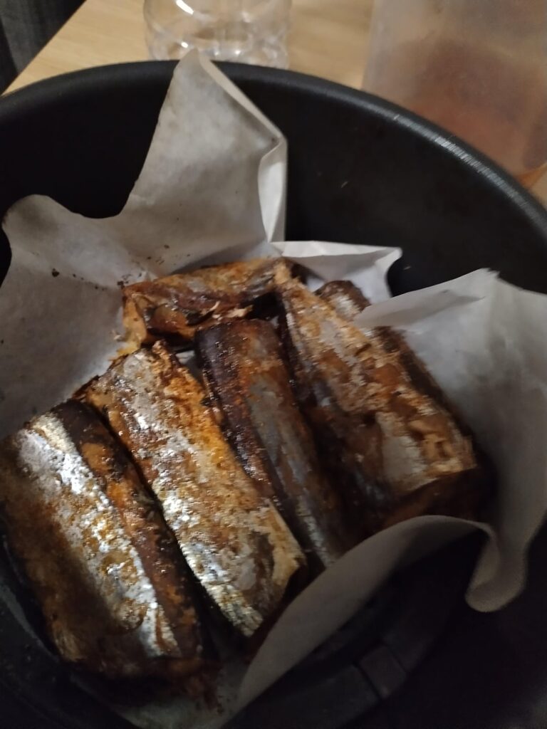 Air fried saurey(pike makerel)