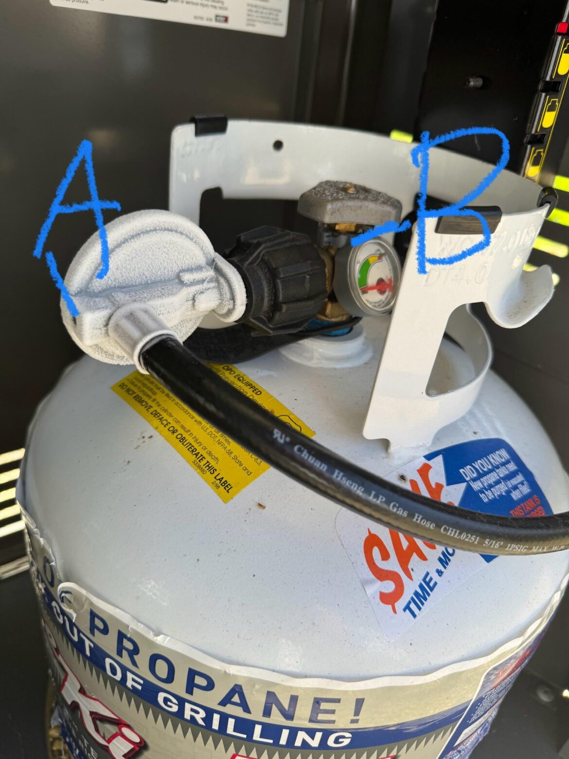 Overfilled propane tank