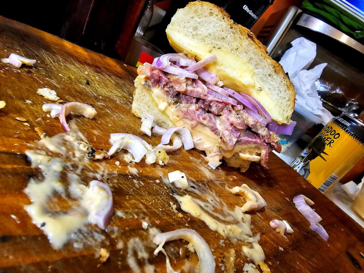 Sloppy Corned Beef Melt w/ Raw Shallots
