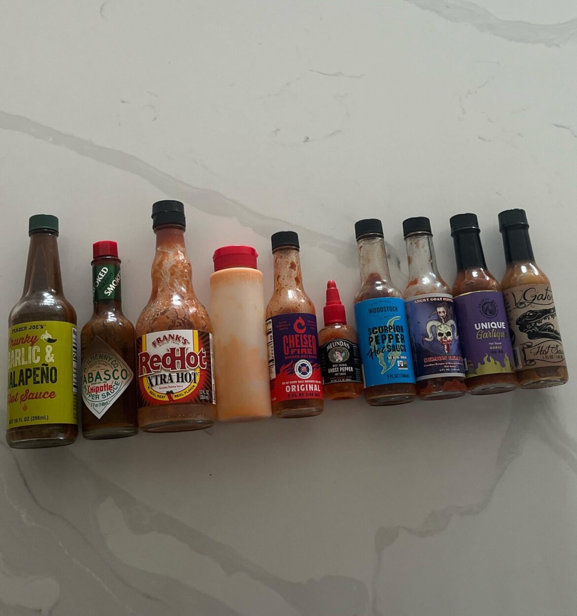 Hot Ones challenge with sauces I’ve accumulated!