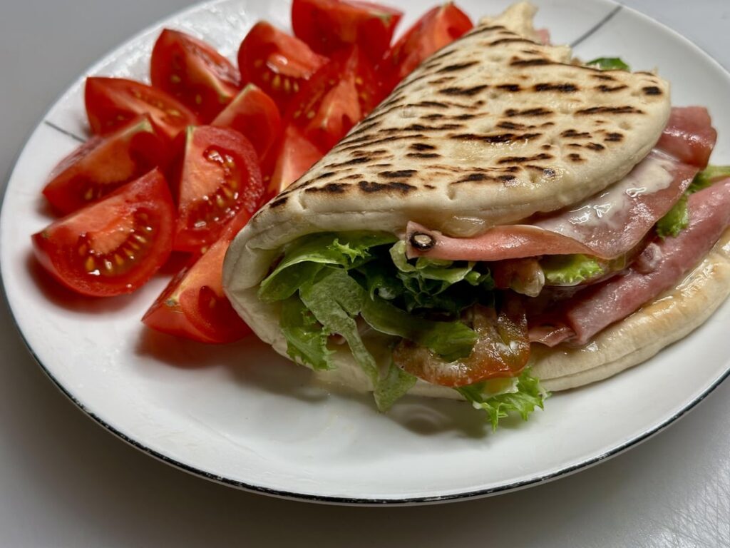 Mortadella in a Greek pita