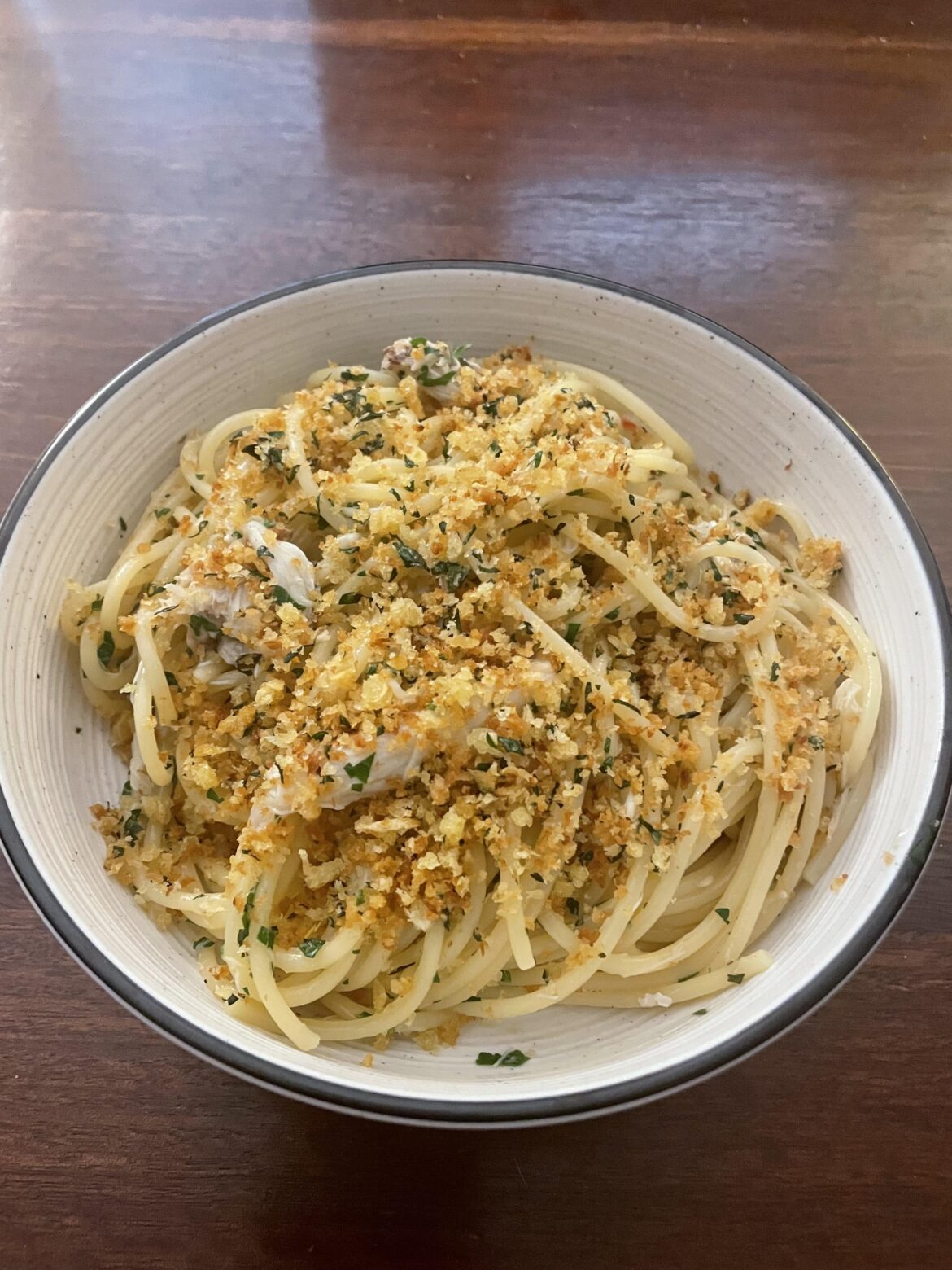 Chilli Crab Spaghetti with Pangrattato