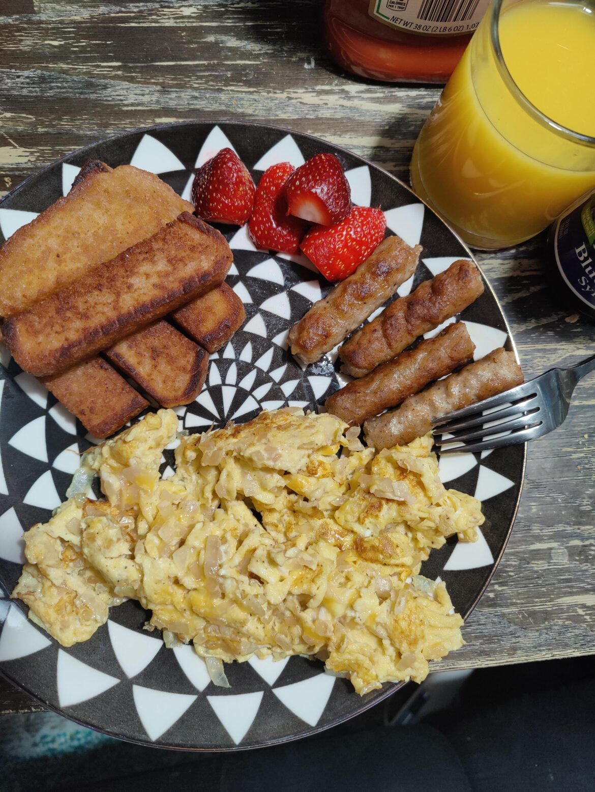 Husbands fav breakfast, onion eggs.