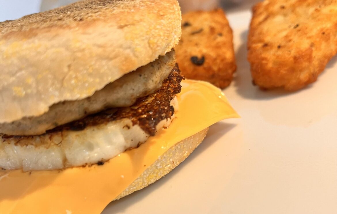 Homemade sausage and egg McMuffin