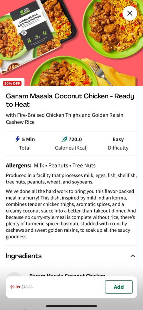 Feedback on a ready meal