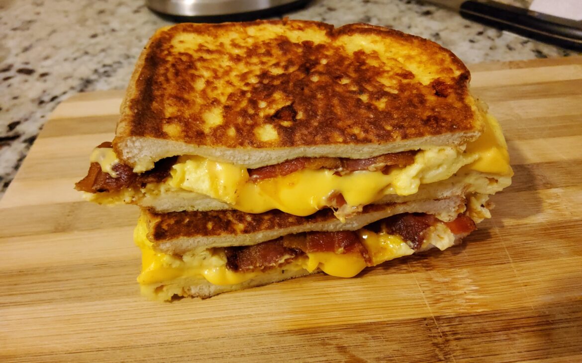 Bacon egg American cheese breakfast melt.