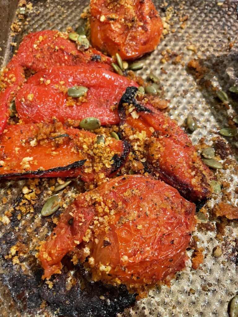 Chicken with this freaking amazing romesco sauce I licked off the plate . Amazingly tasty