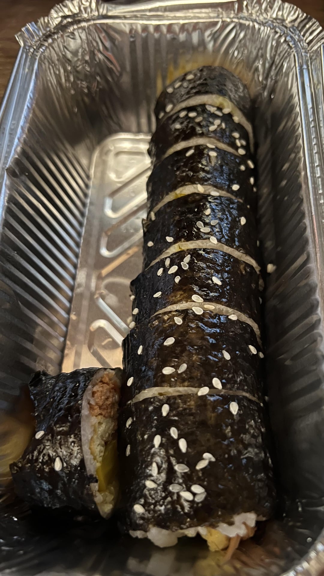 calories in this tuna kimbap and greens muchim? Dining and Cooking