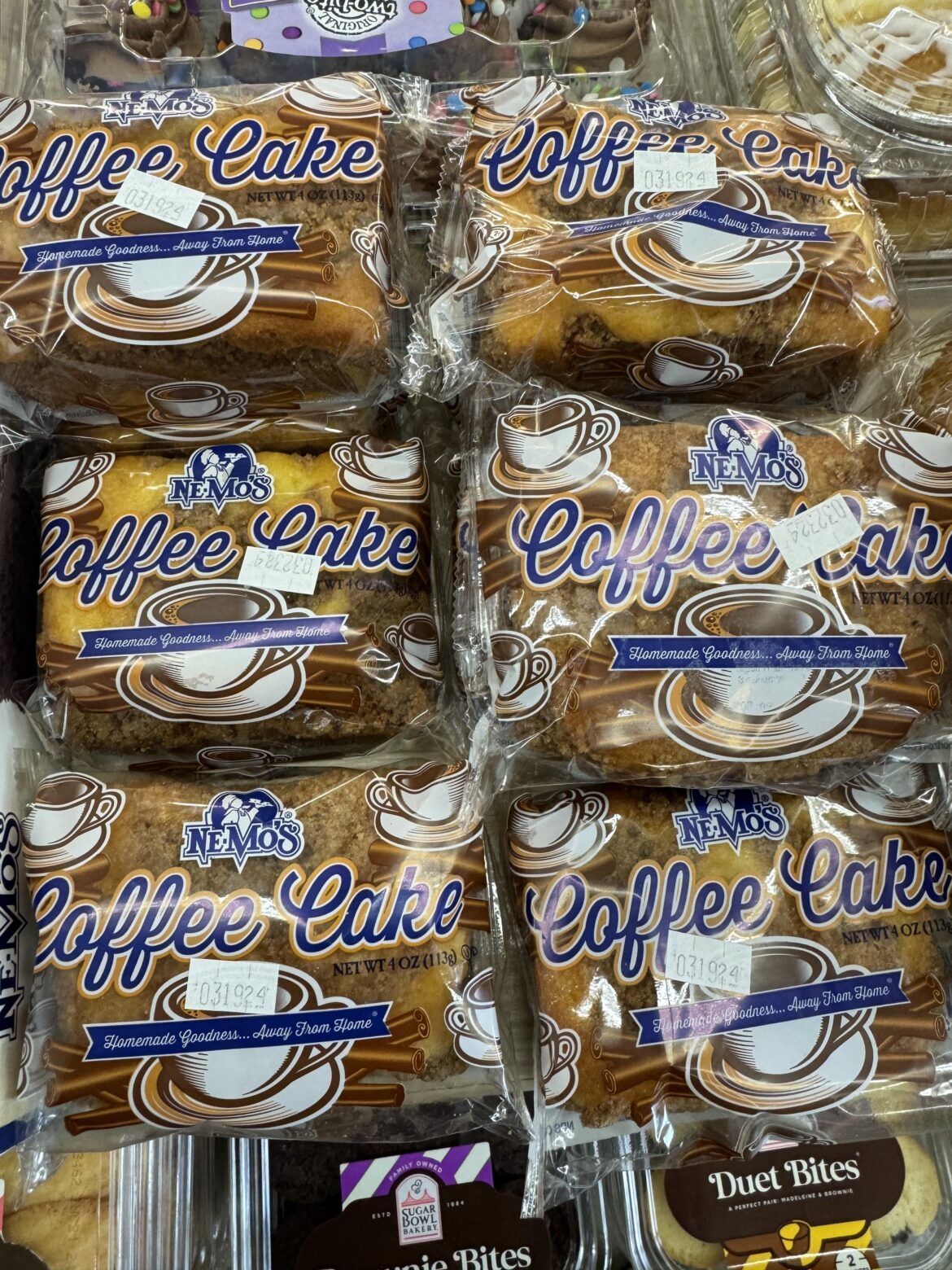 Any coffee cake lovers, package or made fresh