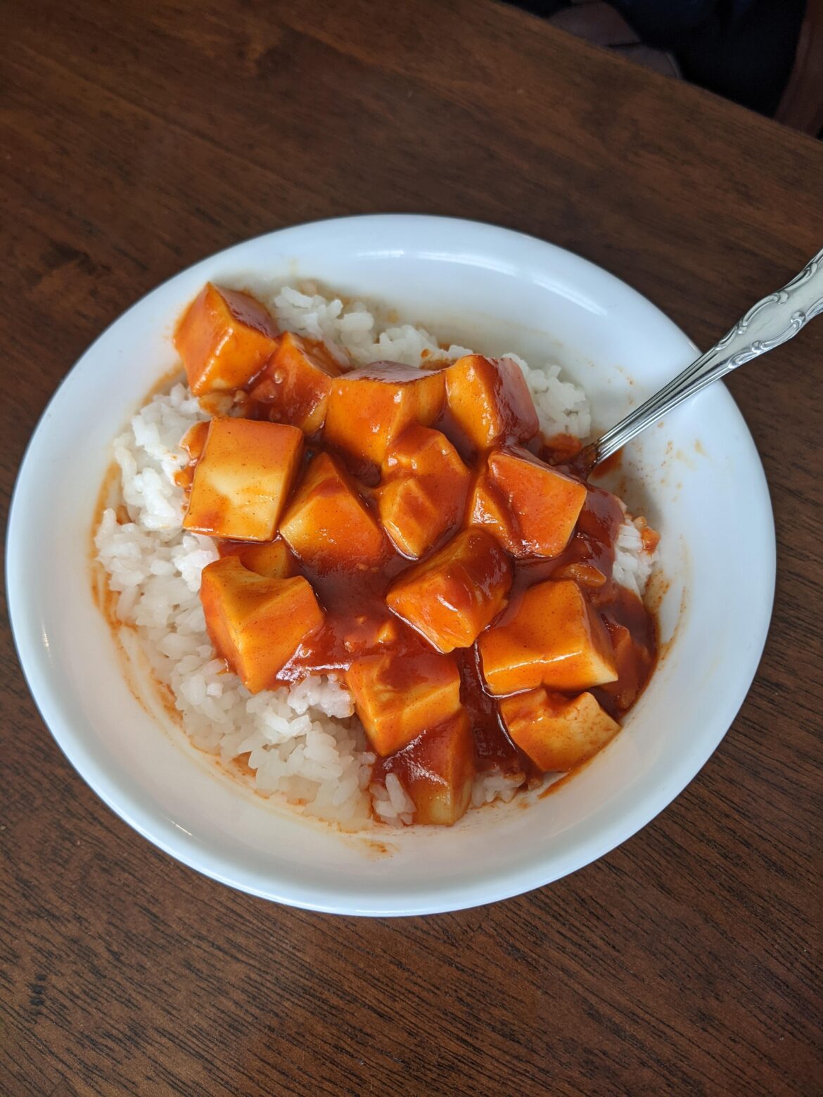 What would you call this dish? I made it with silken tofu, rice, and homemade bibimbap sauce. I'm sure there's a name for it or something similar that I don't know, right? (I'll add vegetables next time, I didn't have any at home)