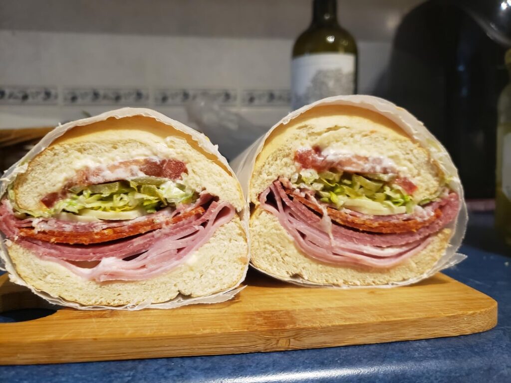 Ham, salami, pepperoni, finocchiona and provolone w/ lettuce, tomato, and pickled jalapeños